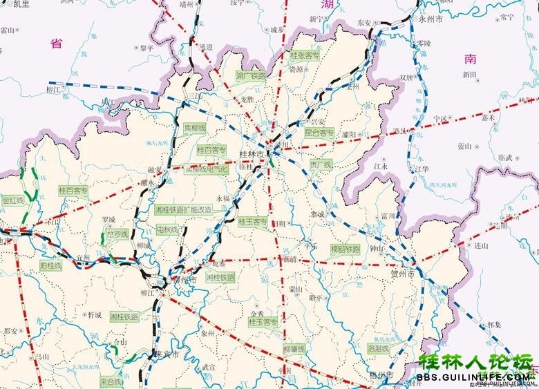 桂林市城市总体规划(2010-2020),上面居然没有重庆——桂林铁路