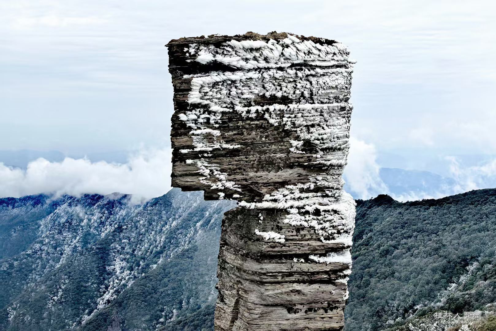 四月，游贵州梵净山 琼枝云里行，素蕊山凌空。 顶天而不毁，立地亦独隆。 亿载菇石兀，万客朝圣中。 暮鼓传 ...